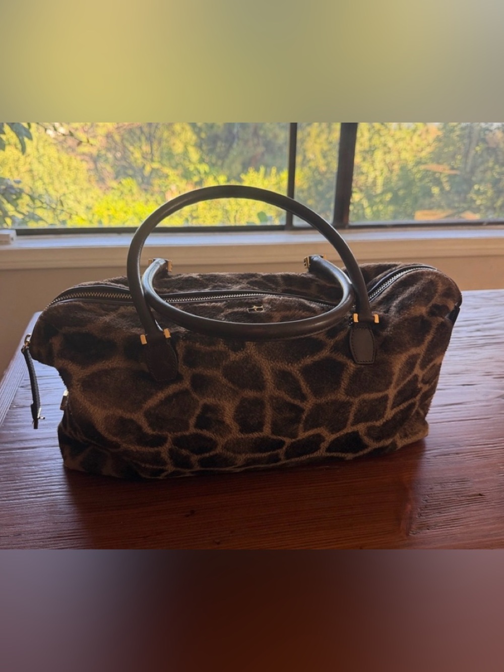 Vintage Kate Spade Leopard Faux Fur Shoulder Bag Geometric Logo Faux Fur Y2K